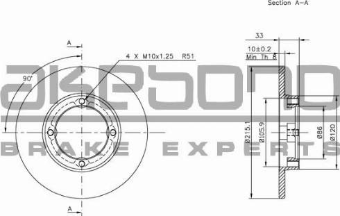 Akebono BN-1231 - Гальмівний диск autozip.com.ua