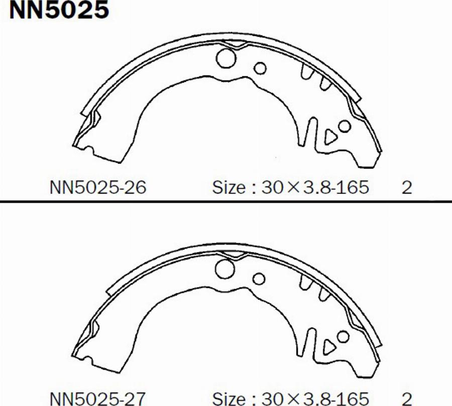 Akebono NN5025 - Комплект гальм, барабанний механізм autozip.com.ua