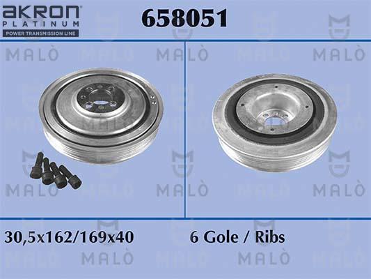 AKRON-MALÒ 658051 - Ремінний шків, колінчастий вал autozip.com.ua