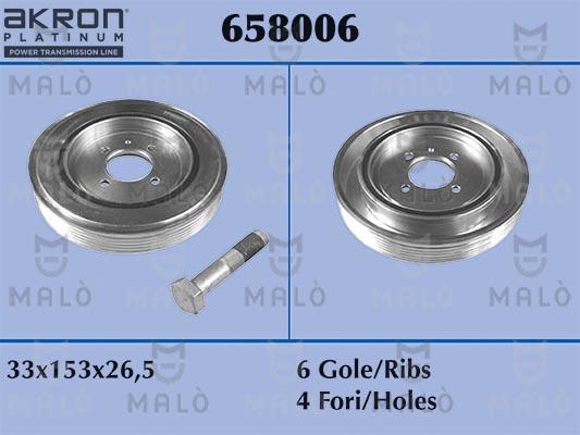 AKRON-MALÒ 658006 - Ремінний шків, колінчастий вал autozip.com.ua