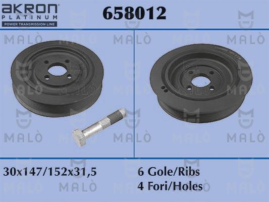 AKRON-MALÒ 658012 - Ремінний шків, колінчастий вал autozip.com.ua