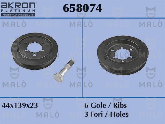 AKRON-MALÒ 658074 - Ремінний шків, колінчастий вал autozip.com.ua