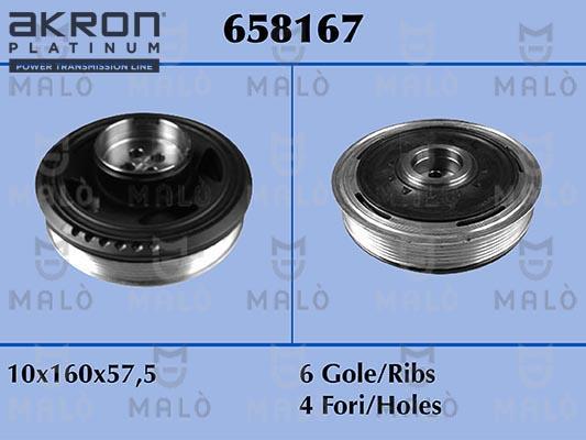 AKRON-MALÒ 658167 - Ремінний шків, колінчастий вал autozip.com.ua