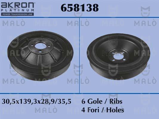 AKRON-MALÒ 658138 - Ремінний шків, колінчастий вал autozip.com.ua