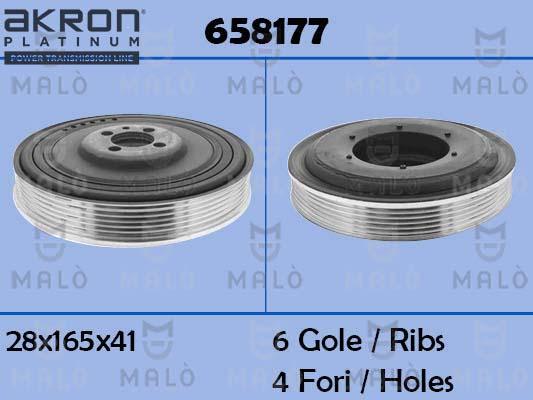 AKRON-MALÒ 658177 - Ремінний шків, колінчастий вал autozip.com.ua