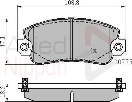 ALLIED NIPPON ADB4129 - Гальмівні колодки, дискові гальма autozip.com.ua