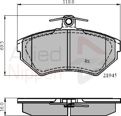 ALLIED NIPPON ADB0989 - Гальмівні колодки, дискові гальма autozip.com.ua