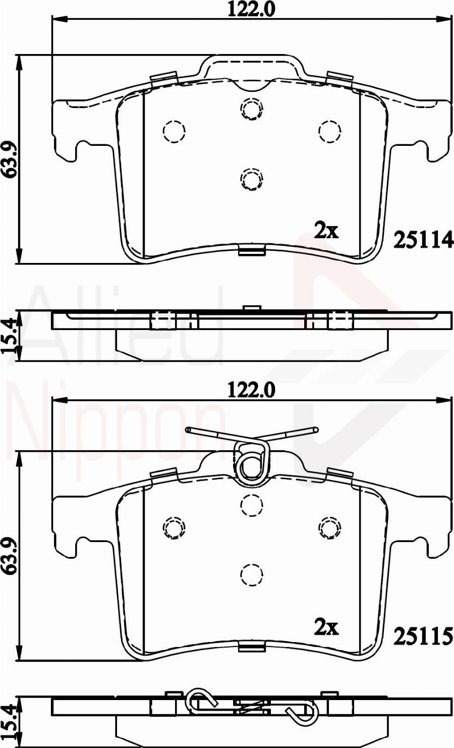 ALLIED NIPPON ADB06095 - Гальмівні колодки, дискові гальма autozip.com.ua