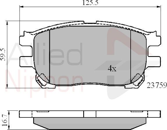 ALLIED NIPPON ADB01139 - Гальмівні колодки, дискові гальма autozip.com.ua