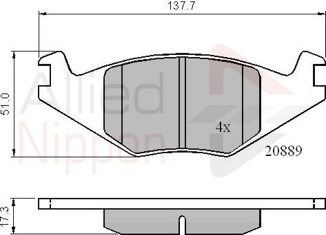 ALLIED NIPPON ADB0136 - Гальмівні колодки, дискові гальма autozip.com.ua