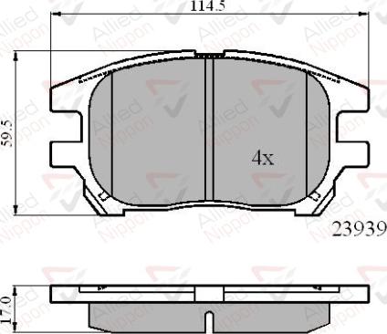 ALLIED NIPPON ADB01212 - Гальмівні колодки, дискові гальма autozip.com.ua