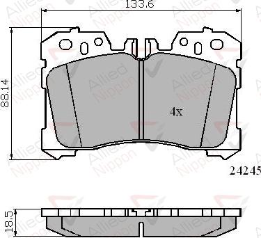 ALLIED NIPPON ADB01733 - Гальмівні колодки, дискові гальма autozip.com.ua