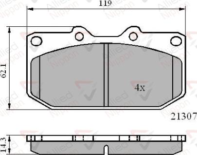 ALLIED NIPPON ADB0829 - Гальмівні колодки, дискові гальма autozip.com.ua