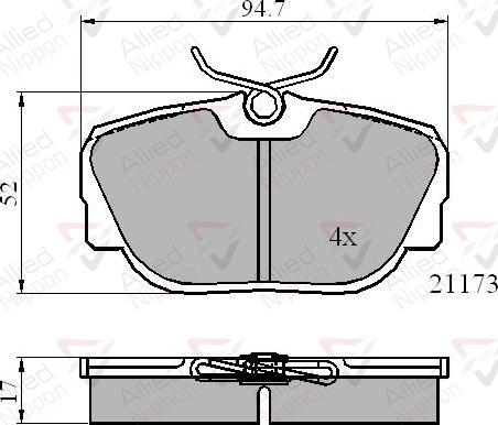 ALLIED NIPPON ADB0361 - Гальмівні колодки, дискові гальма autozip.com.ua