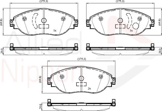 ALLIED NIPPON ADB03115 - Гальмівні колодки, дискові гальма autozip.com.ua