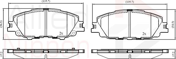 ALLIED NIPPON ADB03300 - Гальмівні колодки, дискові гальма autozip.com.ua