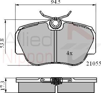 ALLIED NIPPON ADB0328 - Гальмівні колодки, дискові гальма autozip.com.ua