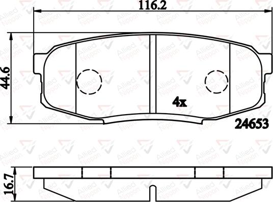 ALLIED NIPPON ADB02124 - Гальмівні колодки, дискові гальма autozip.com.ua