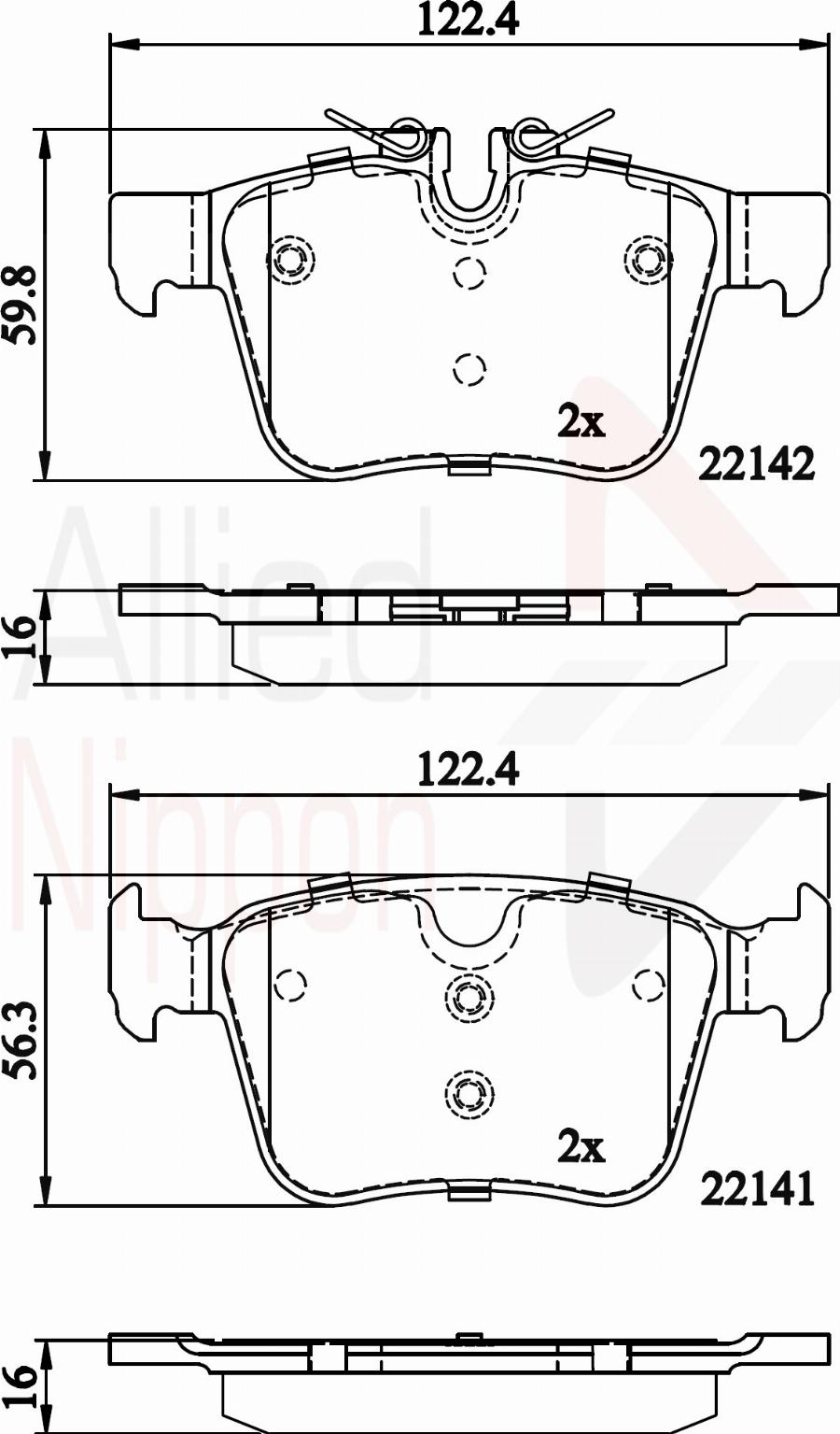 ALLIED NIPPON ADB02255 - Гальмівні колодки, дискові гальма autozip.com.ua