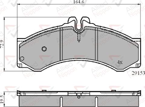 ALLIED NIPPON ADB0271 - Гальмівні колодки, дискові гальма autozip.com.ua