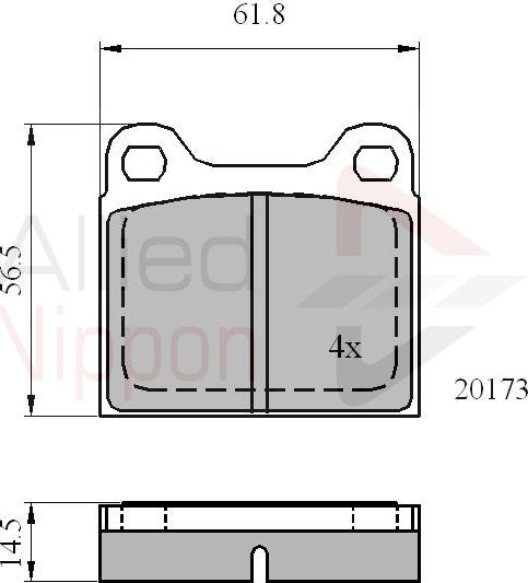 ALLIED NIPPON ADB0731 - Гальмівні колодки, дискові гальма autozip.com.ua
