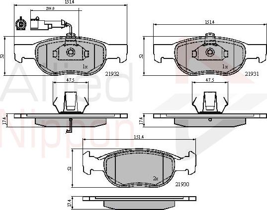 ALLIED NIPPON ADB1479 - Гальмівні колодки, дискові гальма autozip.com.ua