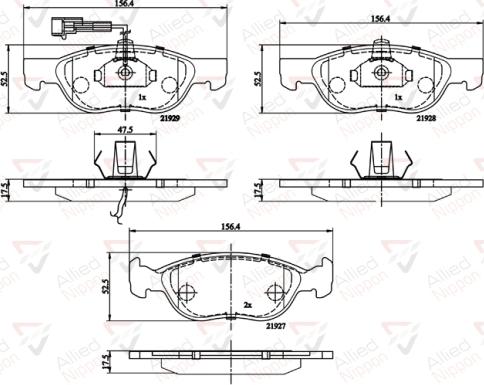 ALLIED NIPPON ADB1477 - Гальмівні колодки, дискові гальма autozip.com.ua