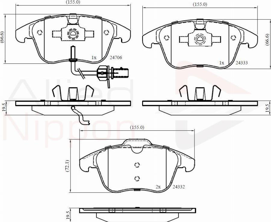 ALLIED NIPPON ADB11591 - Гальмівні колодки, дискові гальма autozip.com.ua