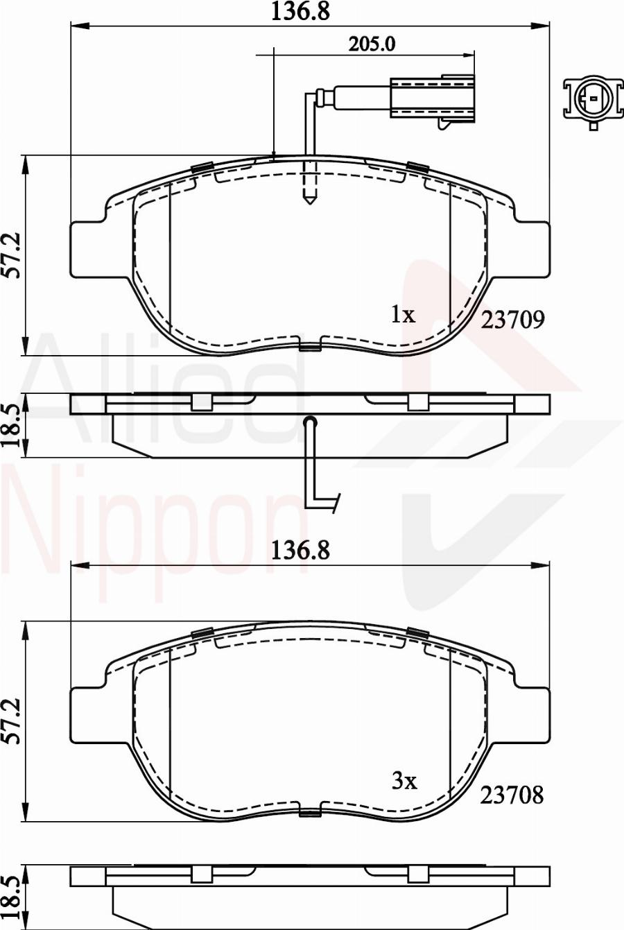 ALLIED NIPPON ADB11038 - Гальмівні колодки, дискові гальма autozip.com.ua