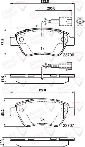 ALLIED NIPPON ADB11037 - Гальмівні колодки, дискові гальма autozip.com.ua