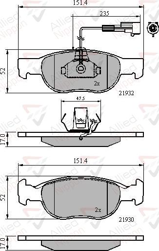 ALLIED NIPPON ADB11171 - Гальмівні колодки, дискові гальма autozip.com.ua