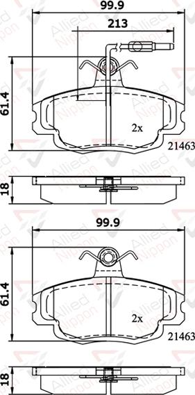 ALLIED NIPPON ADB1133 - Гальмівні колодки, дискові гальма autozip.com.ua
