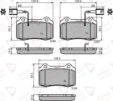 ALLIED NIPPON ADB11758 - Гальмівні колодки, дискові гальма autozip.com.ua