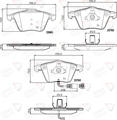 ALLIED NIPPON ADB11752 - Гальмівні колодки, дискові гальма autozip.com.ua