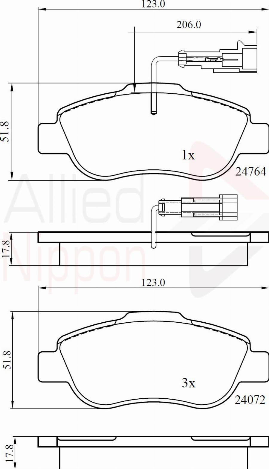 ALLIED NIPPON ADB11785 - Гальмівні колодки, дискові гальма autozip.com.ua