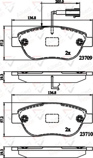 ALLIED NIPPON ADB12140 - Гальмівні колодки, дискові гальма autozip.com.ua