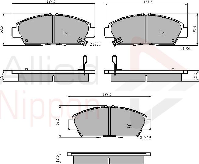 ALLIED NIPPON ADB3446 - Гальмівні колодки, дискові гальма autozip.com.ua