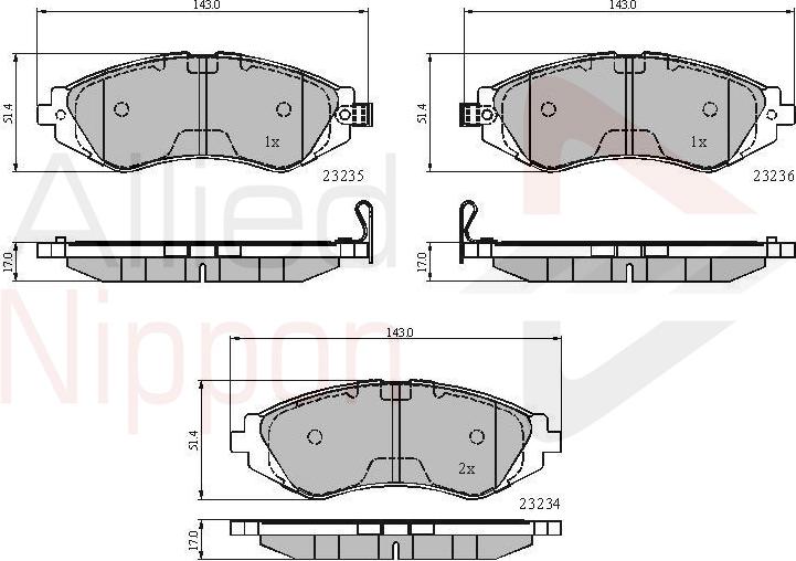 ALLIED NIPPON ADB3435 - Гальмівні колодки, дискові гальма autozip.com.ua