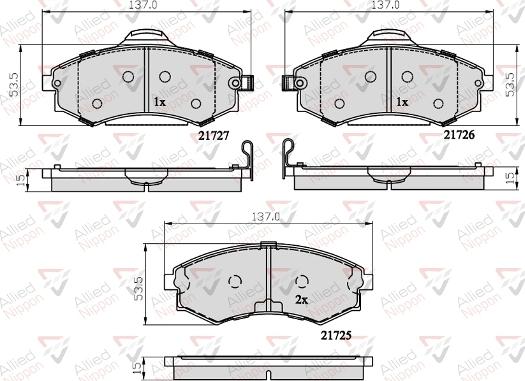 ALLIED NIPPON ADB31741 - Гальмівні колодки, дискові гальма autozip.com.ua