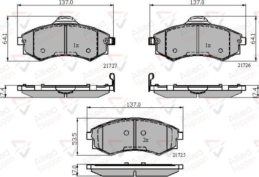 ALLIED NIPPON ADB31781 - Гальмівні колодки, дискові гальма autozip.com.ua