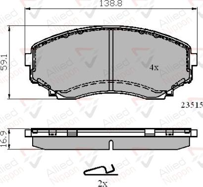 ALLIED NIPPON ADB31732 - Гальмівні колодки, дискові гальма autozip.com.ua