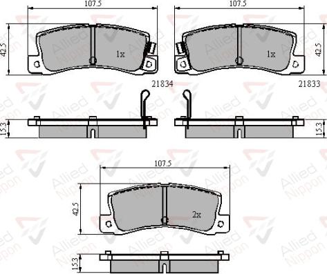 ALLIED NIPPON ADB3839 - Гальмівні колодки, дискові гальма autozip.com.ua