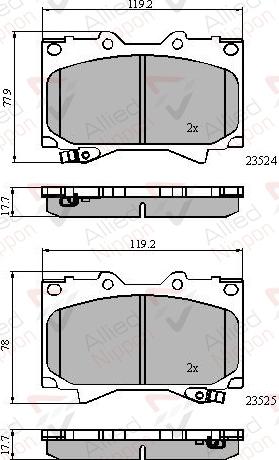 ALLIED NIPPON ADB3831 - Гальмівні колодки, дискові гальма autozip.com.ua