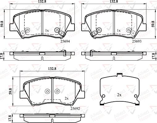 ALLIED NIPPON ADB32152 - Гальмівні колодки, дискові гальма autozip.com.ua