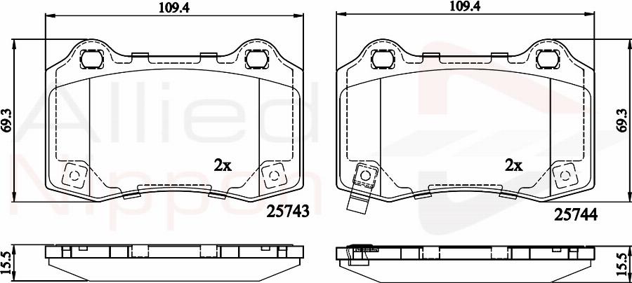 ALLIED NIPPON ADB32308 - Гальмівні колодки, дискові гальма autozip.com.ua