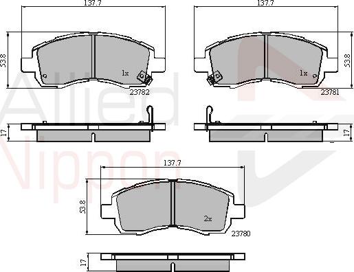 ALLIED NIPPON ADB 3757 - Гальмівні колодки, дискові гальма autozip.com.ua