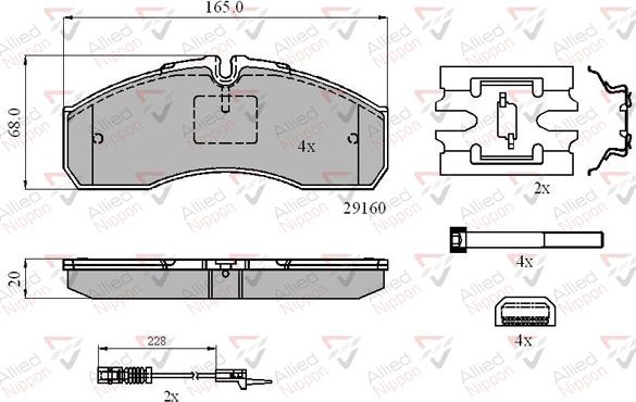 ALLIED NIPPON ADB21735 - Гальмівні колодки, дискові гальма autozip.com.ua