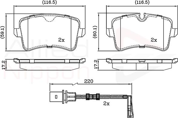 ALLIED NIPPON ADB22121 - Гальмівні колодки, дискові гальма autozip.com.ua