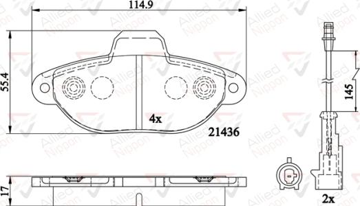 ALLIED NIPPON ADB22200 - Гальмівні колодки, дискові гальма autozip.com.ua