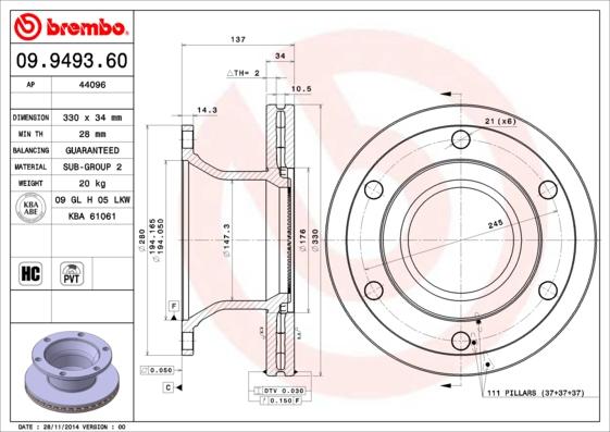 AP 44096 - Гальмівний диск autozip.com.ua